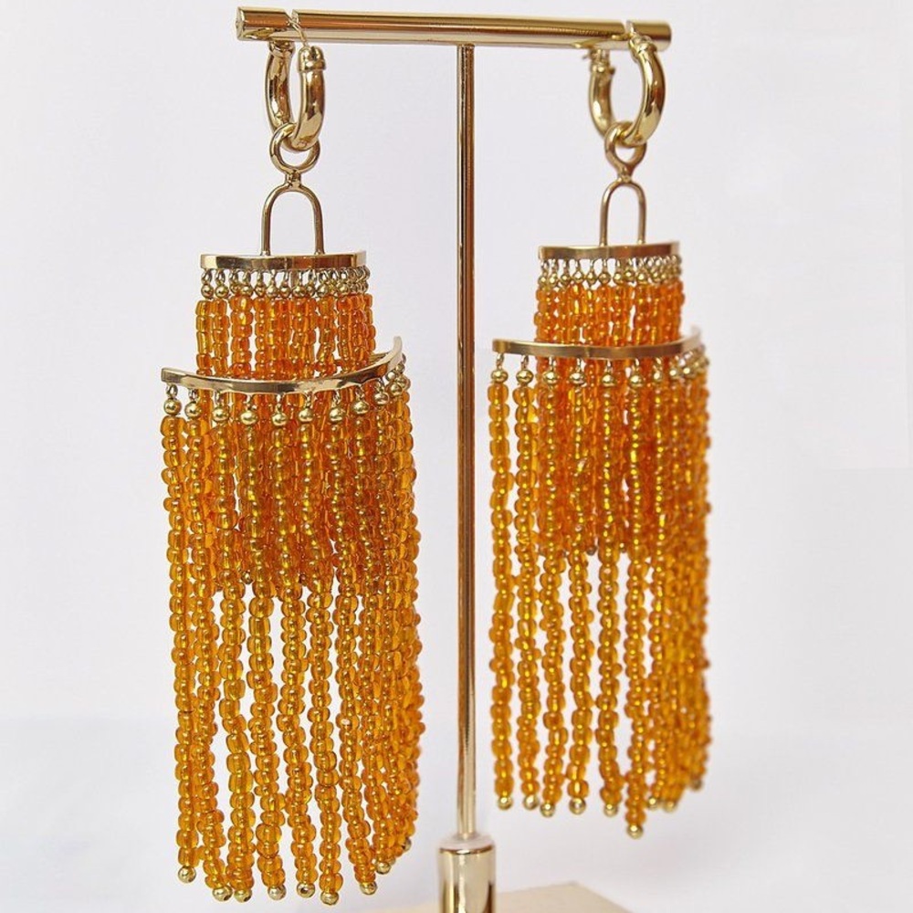 Ellery orange gold Hercules beaded earrings
